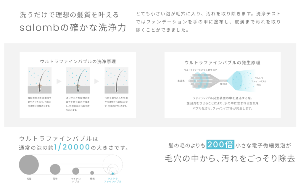 salomb（サロム）の洗浄力を説明している図です。